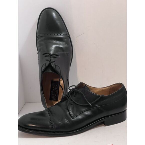 Mercanti‎ Fiorentini Men's Shoes Size 10.5 M Cap Toe Black Leather Dress - Picture 1 of 13